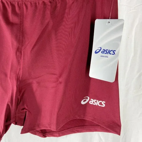 Asics Womens Dark Red 4" Court Volleyball Spandex Shorts - Picture 3 of 7